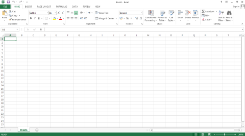 Microsoft Excel 2013 Default Screen Small