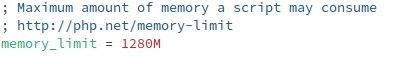 php.ini memory limit setting